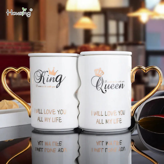 Whispers of Love: 2Pcs Ceramic Couple Cup Set for Memorable Moments