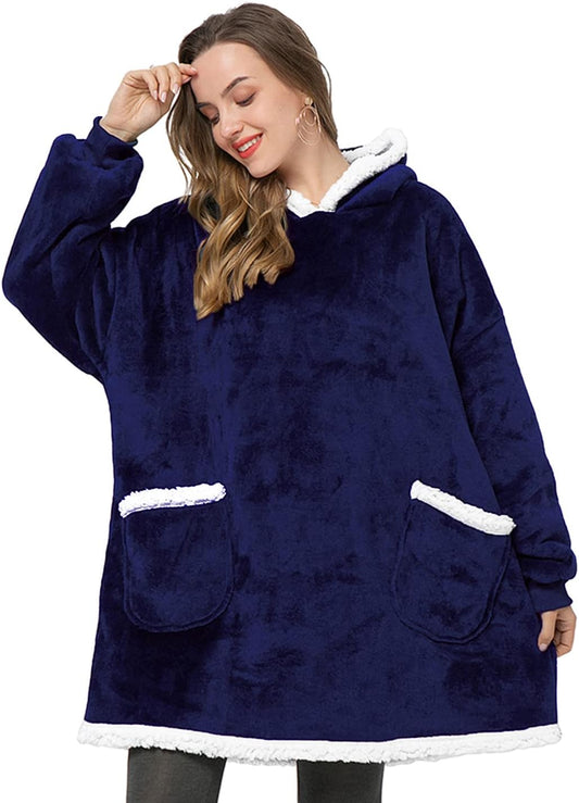 Wearable Blanket,Blanket Hoodie,Oversized Hoodie,Comfy Blanket Sweatshirt,Sweater Blanket,Comfy Hoodie,Sweatshirt Blanket,Hooded Cozy Sherpa Giant Hoodie Blankets (Adult, Blue)